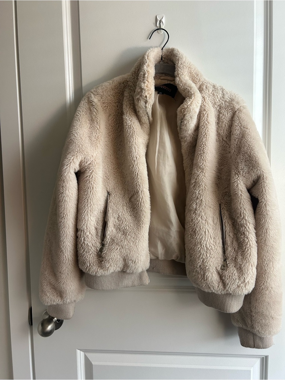 Ambiance Plush Teddy Jacket in Light Beige